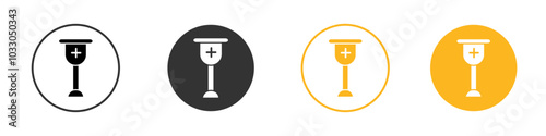 Holy chalice icon black and white vector outline sign