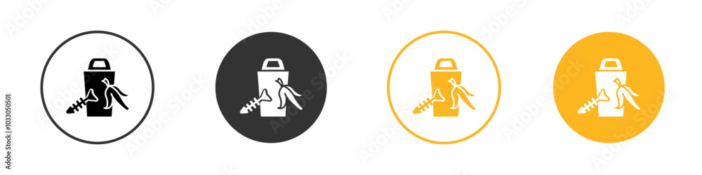 Leftovers Disposal icon black and white vector outline sign Leftovers Disposal icon black and white vector outline sign