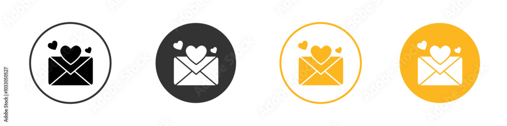 Love letter icon black and white vector outline sign Love letter icon black and white vector outline sign