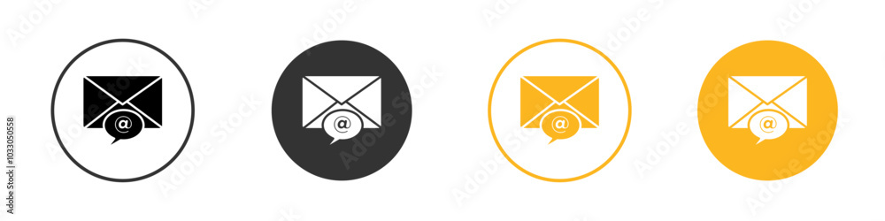 Mail message icon black and white vector outline sign Mail message icon black and white vector outline sign