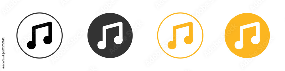 music note icon black and white vector outline sign music note icon black and white vector outline sign