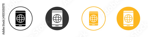 mobile internet icon black and white vector outline sign