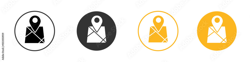 pin on a map icon black and white vector outline sign pin on a map icon black and white vector outline sign