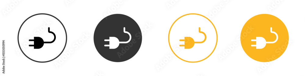 Plug icon black and white vector outline sign