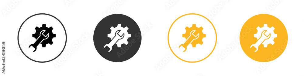 Repair icon black and white vector outline sign Repair icon black and white vector outline sign