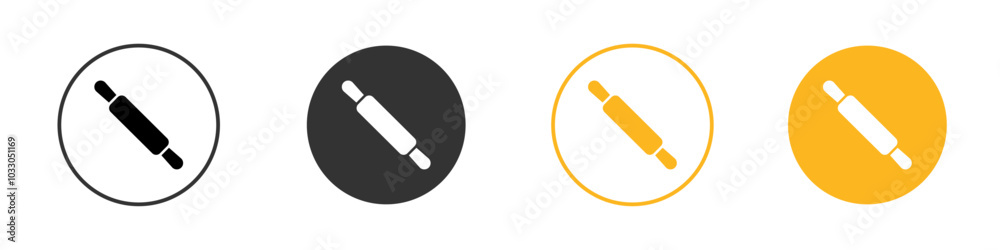 rolling pin icon black and white vector outline sign rolling pin icon black and white vector outline sign