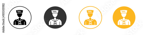 Sailor icon black and white vector outline sign