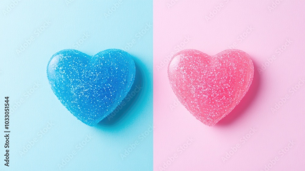 Obraz premium Colorful Heart Shaped Gummies on Pastel Backgrounds
