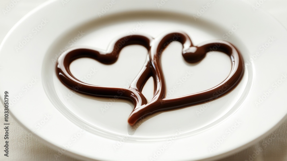 Artistic Chocolate Heart on Plate Artistic Chocolate Heart on Plate