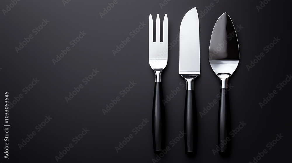 Cutlery on a dark background, elegant design. Cutlery on a dark background, elegant design.