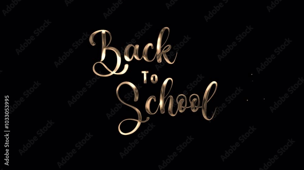 Back To School animated Text in Gold Color with particle effect on black background. Suitable for educational promotions, school events, and back to school sales announcements. Back To School animated Text in Gold Color with particle effect on black background. Suitable for educational promotions, school events, and back to school sales announcements.