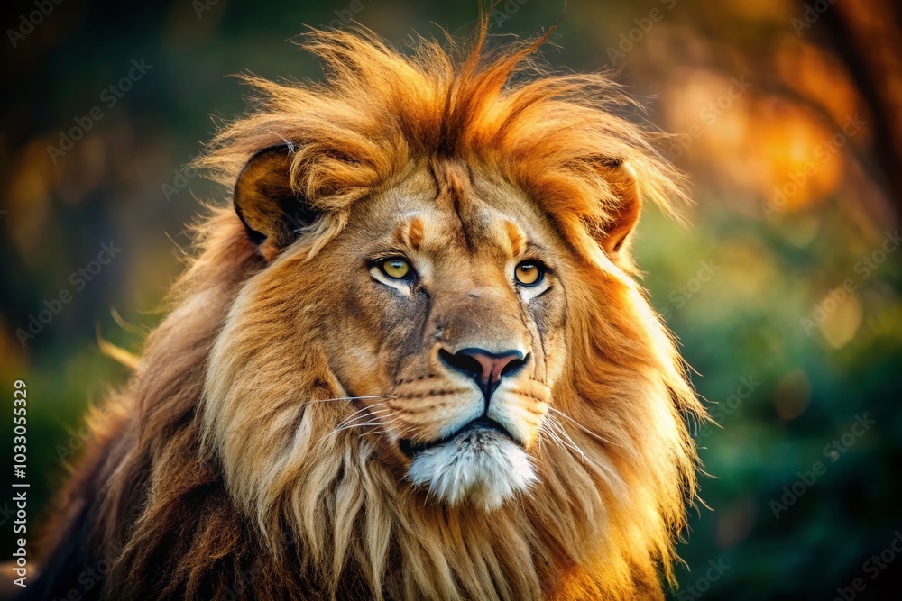 Close-Up Tilt-Shift Photography of a Lion's Majestic Mane in Natural Habitat Close-Up Tilt-Shift Photography of a Lion's Majestic Mane in Natural Habitat