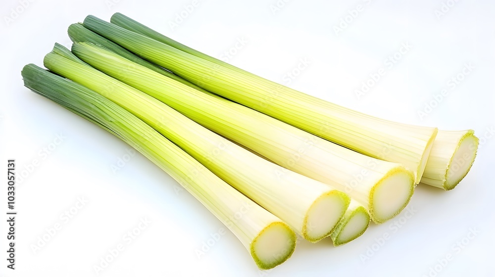 Fototapeta premium Fresh leek on white background. 