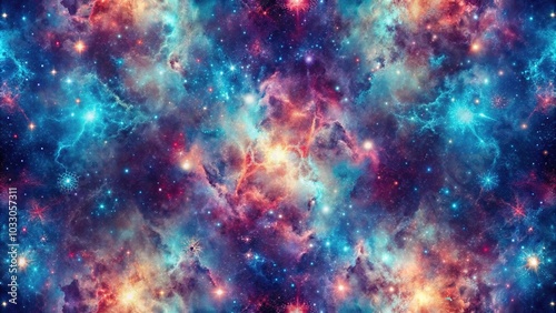 Symmetrical dreamy starfall seamless cosmic grunge shader texture