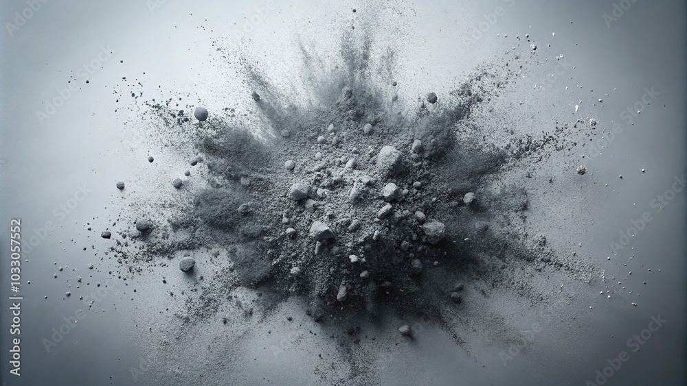 Extreme close-up of minimalist charcoal gray and ash splatter texture Extreme close-up of minimalist charcoal gray and ash splatter texture