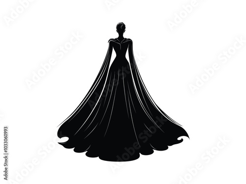 Vampire Cape Silhouette | Mysterious Cloak Design for Gothic and Fantasy Art
