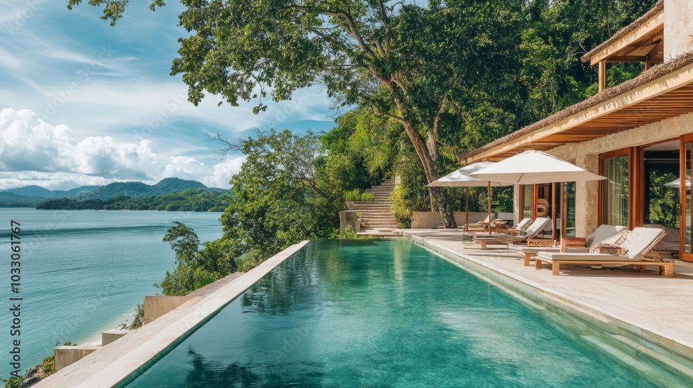 Fototapeta premium A luxury travel guidebook highlighting exclusive destinations, with lavish accommodations and private tours to exotic locations