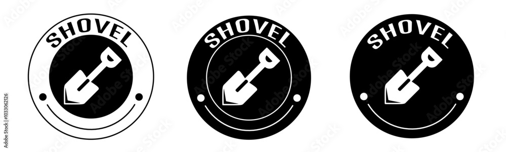 Black and white illustration of shovel icon in flat. Stock vector. Black and white illustration of shovel icon in flat. Stock vector.
