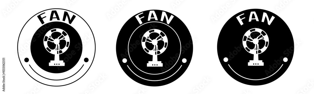 Black and white illustration of fan icon in flat. Stock vector. Black and white illustration of fan icon in flat. Stock vector.