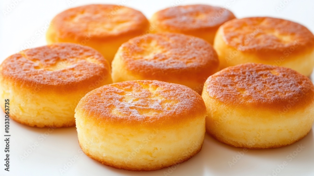 Japanese sweet potato cakes (imo yokan), golden and rich, arranged on white background Japanese sweet potato cakes (imo yokan), golden and rich, arranged on white background