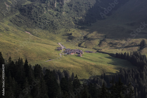 View Of An Alpine Village in Summer