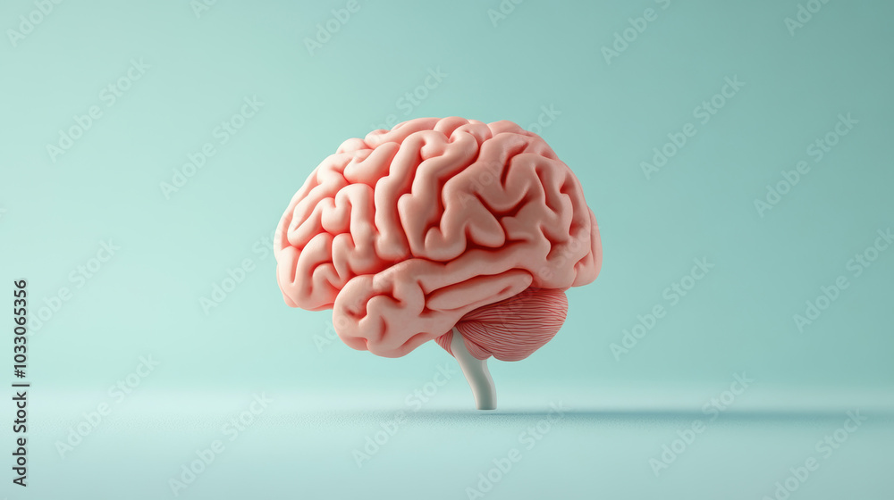 A realistic model of a human brain displayed against a soft, pastel background highlights the organ's intricate folds. A realistic model of a human brain displayed against a soft, pastel background highlights the organ's intricate folds.