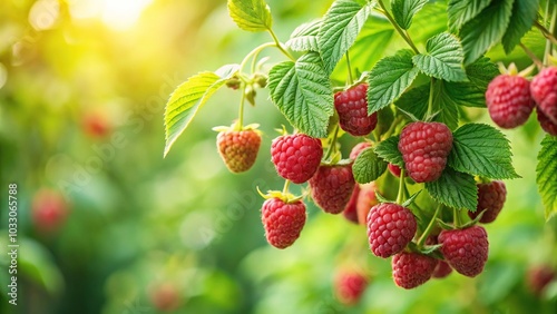 Low angle view of raspberry bush in garden