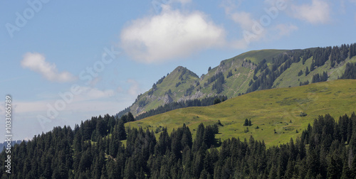 View Of A Mountain Peak In Summer