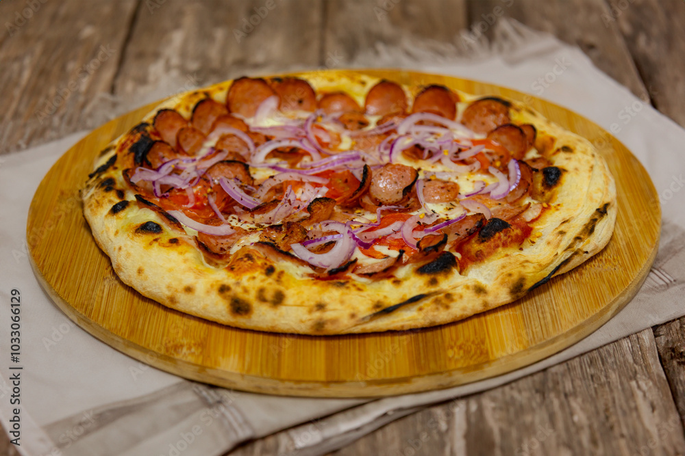 Rustic artisanal pizza in a cozy atmosphere