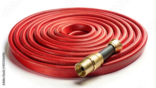 Magnificent and charming fire hose isolated on white background photo