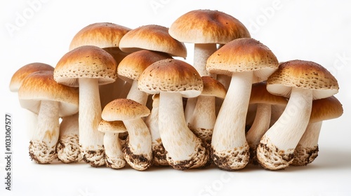 Pile of Agaricus blazei mushroom isolated on white background.