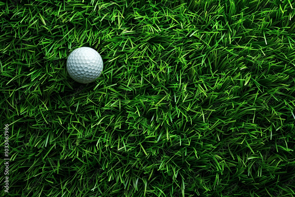 A golf ball sitting on top of a lush green field A golf ball sitting on top of a lush green field