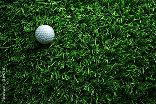 A golf ball sitting on top of a lush green field