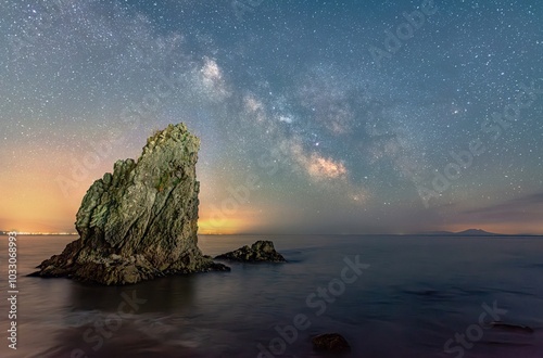 Grey Rocks and Milkyway from Rebun, Hokkaido