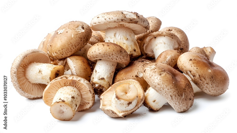 Pile of Agaricus blazei mushroom isolated on white background. Pile of Agaricus blazei mushroom isolated on white background.