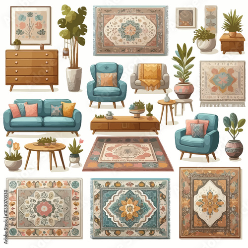 Area rugs Set vector illustration