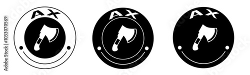 Black and white illustration of axe icon in flat. Stock vector.