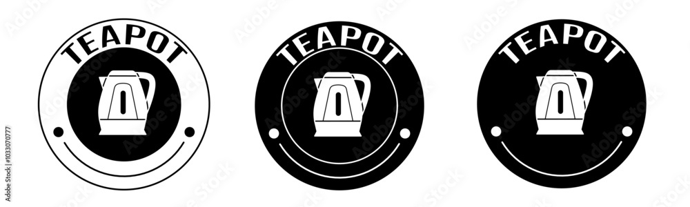 Black and white illustration of teapot icon in flat. Stock vector. Black and white illustration of teapot icon in flat. Stock vector.