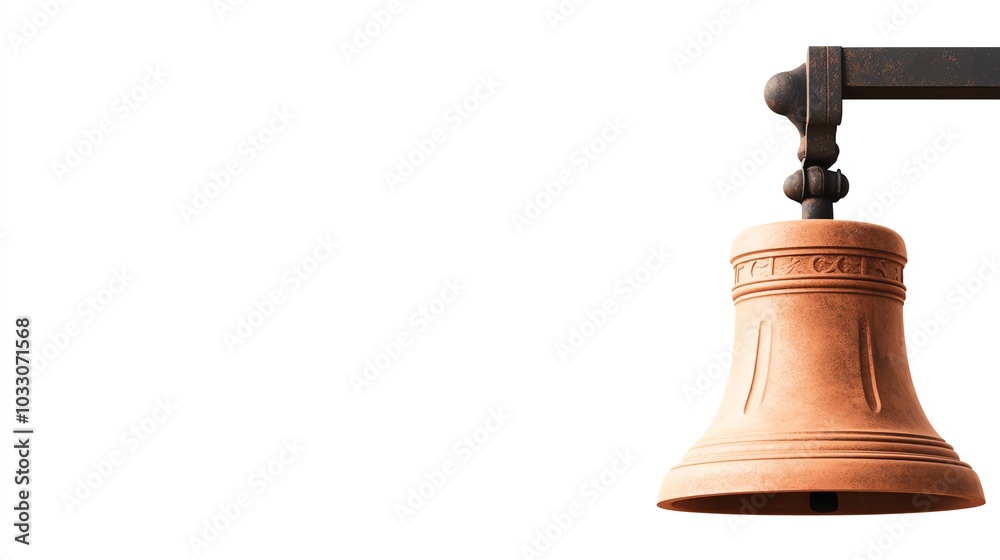 Classic town square bell ringing with a sense of tradition, white background Classic town square bell ringing with a sense of tradition, white background