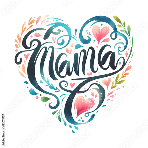 Mama Text Illustration