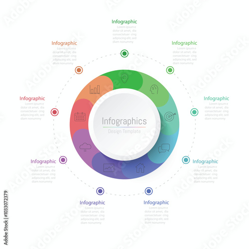 Infographic 9 options design elements for your business data. Vector Illustration.