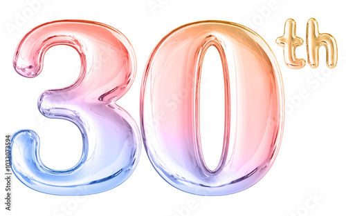 30th Anniversary Gradient Number 3D Illustration