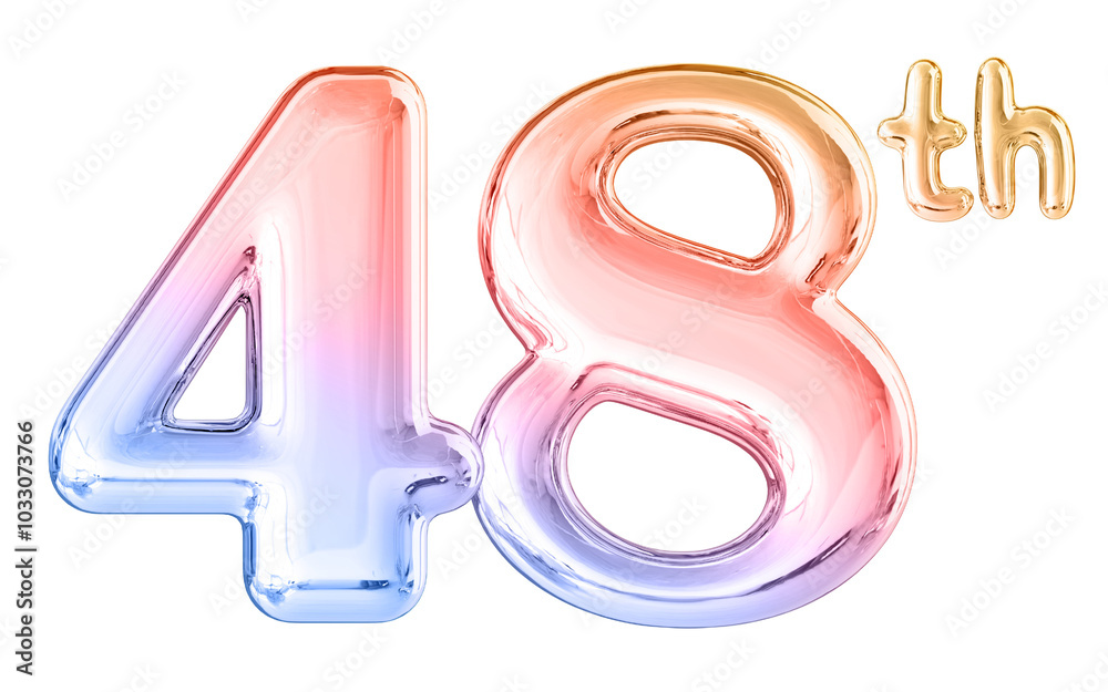 48th Anniversary Gradient Number 3D Illustration 48th Anniversary Gradient Number 3D Illustration