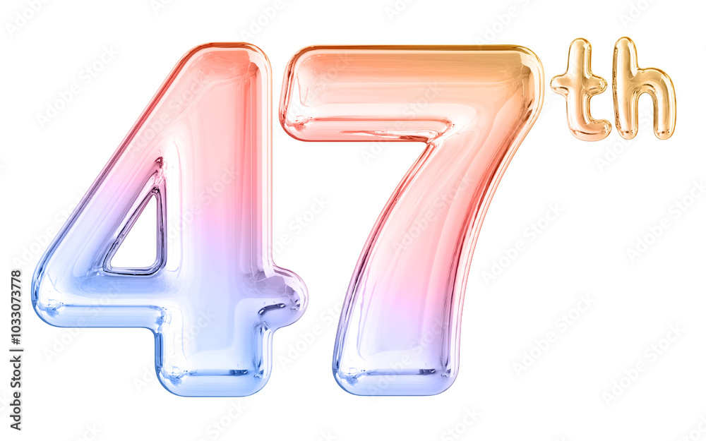 47th Anniversary Gradient Number 3D Illustration