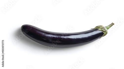 Fresh eggplant isolated on white background with clipping path. 