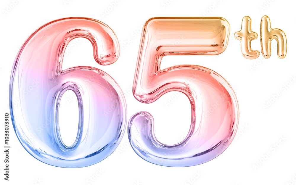 65th Anniversary Gradient Number 3D Illustration 65th Anniversary Gradient Number 3D Illustration