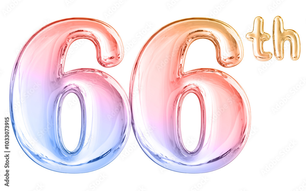 66th Anniversary Gradient Number 3D Illustration 66th Anniversary Gradient Number 3D Illustration