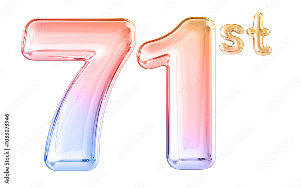 71st Anniversary Gradient Number 3D Illustration 71st Anniversary Gradient Number 3D Illustration