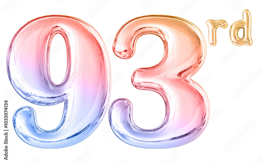 93rd Anniversary Gradient Number 3D Illustration 93rd Anniversary Gradient Number 3D Illustration