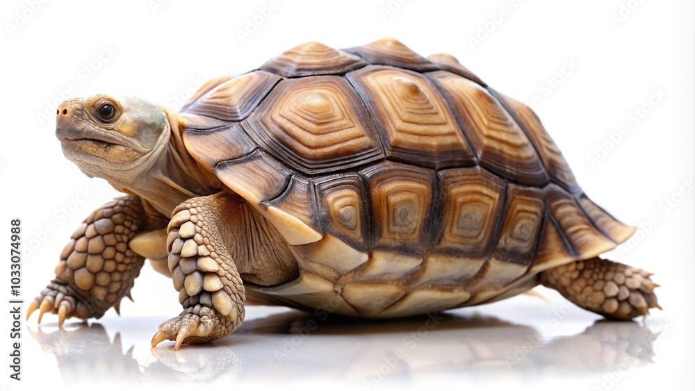 Fototapeta premium Silhouette of a sulcata tortoise on white background with clipping path